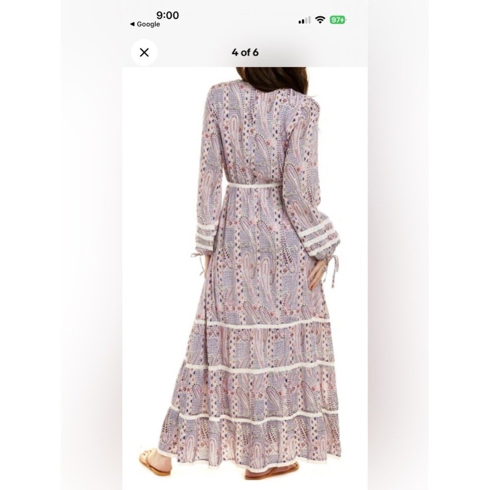 Melissa Odabash Kristen Maxi Dress Women S Pink Like New Paisley Tiered‎ Lace - Picture 3 of 6